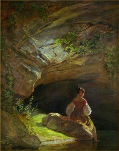 Fille devant la grotte - Carl Spitzweg