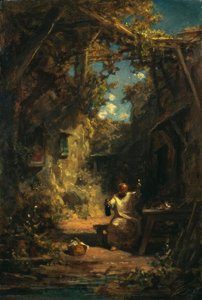 Moine dégustant du vin