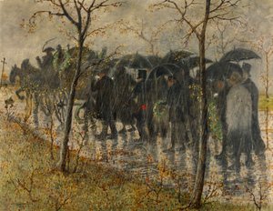 Cortège funèbre sous la pluie