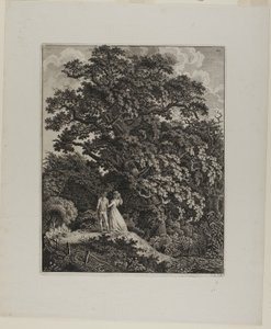 Paysage boisé avec un couple élégant marchant sous un chêne - Carl Wilhelm Kolbe, the elder
