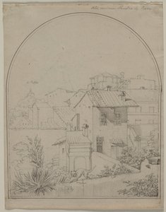 Vue de ma fenêtre à Rome recto Soldat dans un paysage verso, vers 1817 - Carl Wilhelm Tischbein