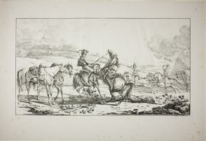 Artilleur monté avec trois chevaux bridés à la fois - Carle Vernet