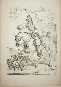 Chasseur à cheval sonnant du cor