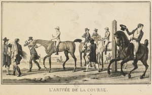 Scènes de course : Un cheval arrivant à la course