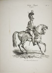 Garde royale, dragon monté normand et cheval, n° 5, premier cheval de Limoges - Carle Vernet