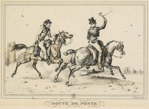 Scènes de la vie quotidienne, routes et chemins : Route postale..., 1817