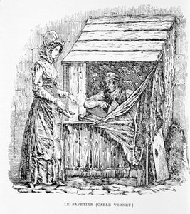 Le Savetier. Gravure de Carle Vernet. 19ème siècle.
