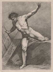 Homme grimpant avec les bras étendus