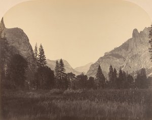 En haut de la vallée, North Dome au centre, Sentinel à gauche - Carleton Emmons Watkins
