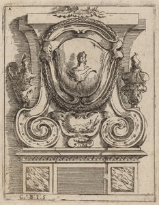 Motif architectural avec buste et deux lampes - Carlo Antonio Buffagnotti