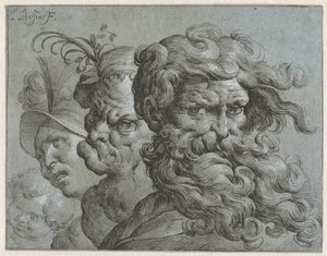 Quatre têtes de caractère de garçons et d