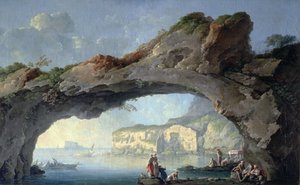 Une grande arche rocheuse avec vue sur la mer de Naples