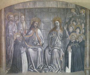 Le Christ donnant le monde à Saint Dominique en présence de la Vierge Marie, fresque par Carlo Braccesco