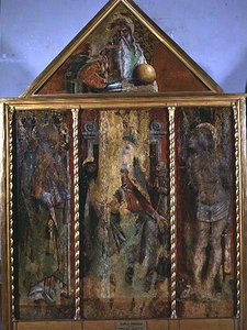 Madone et enfant avec des saints, le premier triptyque de Valle Castellamo - Carlo Crivelli