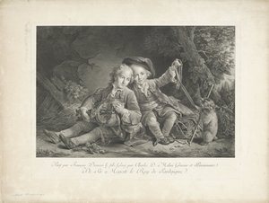 Deux garçons avec une marmotte
