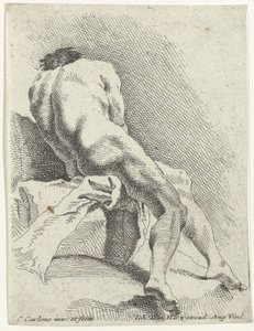 Homme nu assis, vu de dos