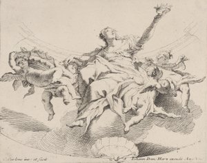 Pouvoir, représenté par une femme assise sur des nuages tenant une couronne et entourée de putti..., 1725-75 - Carlo Innocenzo Carloni