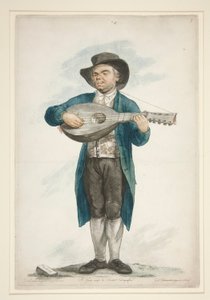 Claudi, le joueur de luth et chanteur aveugle. De la série des douze personnages de rue florentins.