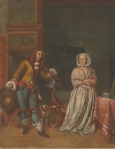 Chasseur rendant visite à une dame - Carlo Lasinio