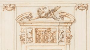 Dessin, Projet pour le portail nord, Grande Galerie, Villa Albani, Rome, Italie, 1755-56 - Carlo Marchionni