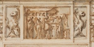 Dessin, Projet pour le portail nord, Grande Galerie, Villa Albani, Rome, Italie, 1755-56