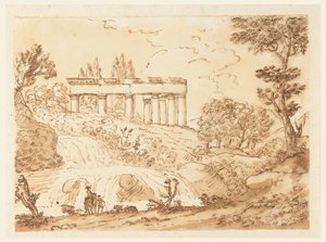 Paysage avec ruines de temple