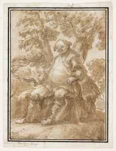 Homme assis devant des arbres