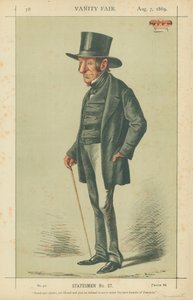 Le duc de Somerset, fier et sincère mais libéral et juste, il a refusé de servir sous ce plus humble des Premiers ministres, 7 août 1869, caricature de Vanity Fair - Carlo Pellegrini