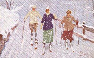 Trois skieurs dans une tempête de neige