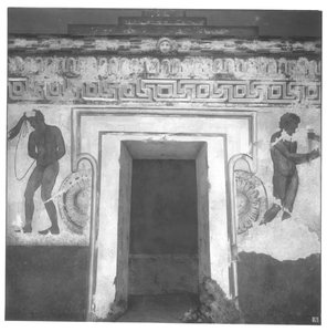 Caile Vipinas, reconstruction de la peinture murale étrusque dans la Tombe François à Vulci de c.320-280 av. J.-C. - Carlo Ruspi