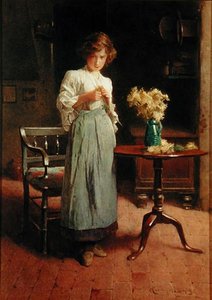 Fille dans un cottage près d