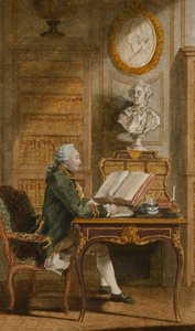 Monsieur de Cormainville dans sa Bibliothèque, Écrivant à son Bureau - Carmontelle