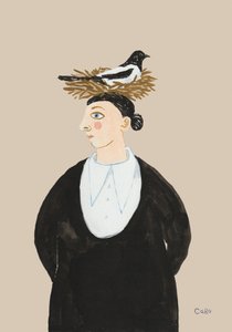 Une femme fantaisiste et une pie