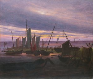 Bateaux dans le port au soir, c. 1828 - Caspar David Friedrich