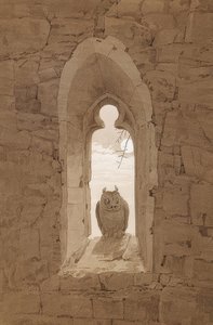 Le hibou dans la fenêtre gothique, vers 1836