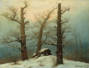 French : Tombeau des dinosaures dans la neige Cairn in Snow - Caspar David Friedrich
