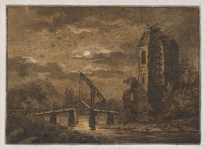 Paysage avec pont basculant et ruine au clair de lune - Caspar David Friedrich