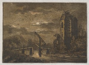 Paysage avec pont basculant et ruine au clair de lune - Caspar David Friedrich