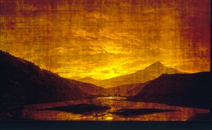 Paysage fluvial montagneux de nuit, 1830-35
