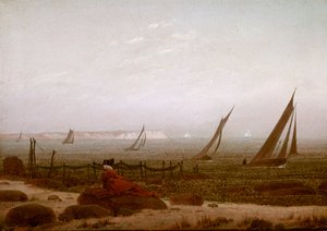 Femme sur la plage à Rügen - Caspar David Friedrich