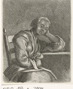 Fille endormie à table