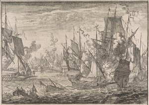 Bataille navale entre des navires de guerre turcs et des galères des Chevaliers de Malte, 1644