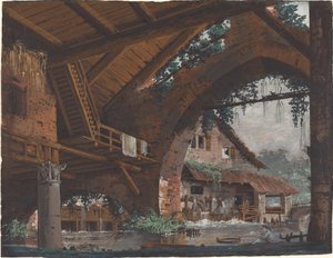 Fantaisie Architecturale de Ruines Antiques avec un Moulin à Eau