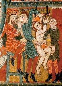Le Martyre de Sainte Marguerite, la sainte étant torturée puis décapitée (détail)