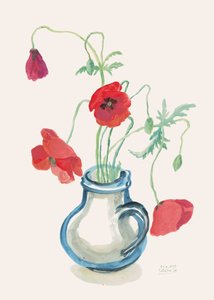 Coquelicots rouges dans un vase bleu - Catalina Somolinos