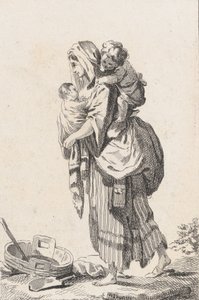 Paysanne avec deux enfants, vers 1758