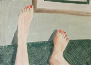 28.04.20 Elle était au téléphone, 2020 (huile sur papier) - Cathy Lomax
