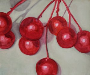 Cerises, 2013 (huile sur papier) - Cathy Lomax
