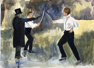 Le complot (Paris 1961), 2011 (huile sur papier) - Cathy Lomax