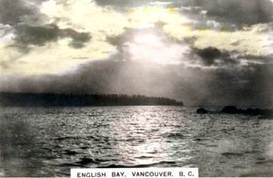 Coucher de soleil sur English Bay, Vancouver, Colombie-Britannique, Canada, années 1920